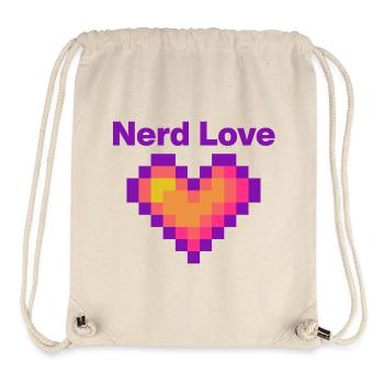 Amour de nerd – Cœur de pixels, Gamer Lovee Language - Sac à cordon recyclé Stanley/Stella - blanc naturel - Devant