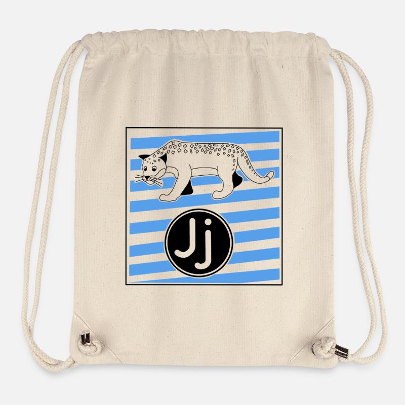 Lettre J pour Jaguar à l’école primaire - Sac à cordon recyclé Stanley/Stella - blanc naturel