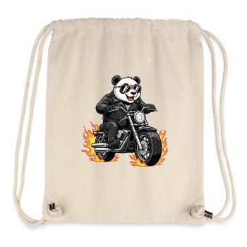 Cool Biker Panda Motorradflammen - Stanley/Stella recycelter Gym Bag - Naturweiß - Vorne