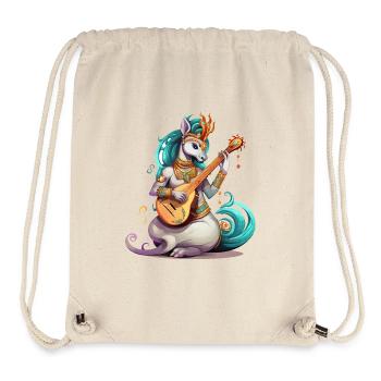 Musicien licorne avec luth doré - Sac à cordon recyclé Stanley/Stella - blanc naturel - Devant