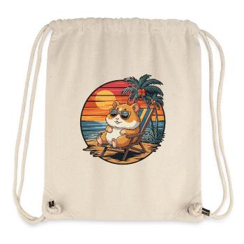 Funny Hamster on Beach Summer Vacation Sunset - Stanley/Stella Recycled Gym Bag - natural - Front