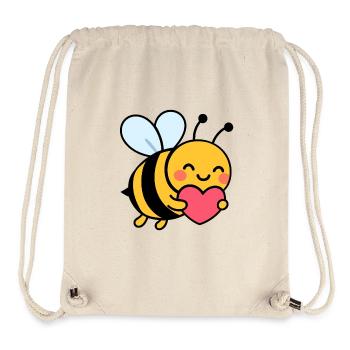Joyeuse abeille avec le cœur - Sac à cordon recyclé Stanley/Stella - blanc naturel - Devant