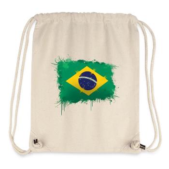 Brazil Flag Art - Brazil Waving Flag Design - Stanley/Stella Recycled Gym Bag - natural - Front
