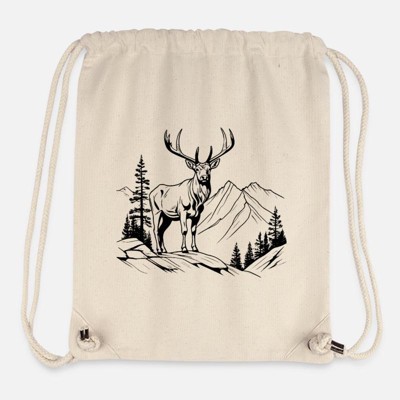 Symbole de la nature de la forêt de cerfs animaux - Sac à cordon recyclé Stanley/Stella - blanc naturel