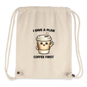 Kaffee zuerst – Mein Plan - Stanley/Stella recycelter Gym Bag - Naturweiß - Vorne