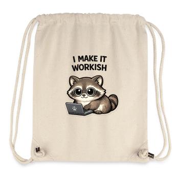 Workish raccoon on laptop - Stanley/Stella Recycled Gym Bag - natural - Front