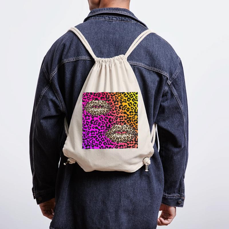 Leopard Lips on Neon Gradient Stanley/Stella Recycled Gym Bag
