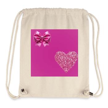 Glitter Heart & Bow Pink Romance - Stanley/Stella Recycled Gym Bag - natural - Front