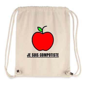 JE SUIS COMPOTISTE (pomme, complot)  - Sac à cordon recyclé Stanley/Stella - blanc naturel - Devant