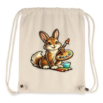 Kaninchen Künstler mit Palette - Stanley/Stella recycelter Gym Bag - Naturweiß - Vorne