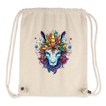 Portrait kaléidoscopique de licorne - Sac à cordon recyclé Stanley/Stella - blanc naturel - Devant