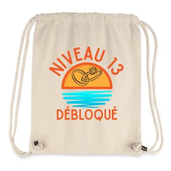 Niveau 13 Débloqué Anniversaire Couple - Sac à cordon recyclé Stanley/Stella - blanc naturel - Devant