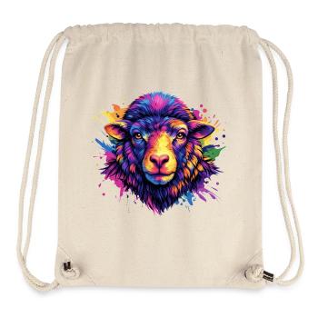 Neonfarbenes Schaf Kopfkunst - Stanley/Stella recycelter Gym Bag - Naturweiß - Vorne