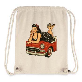 Rockabilly pin-up on vintage car in retro style - Stanley/Stella Recycled Gym Bag - natural - Front
