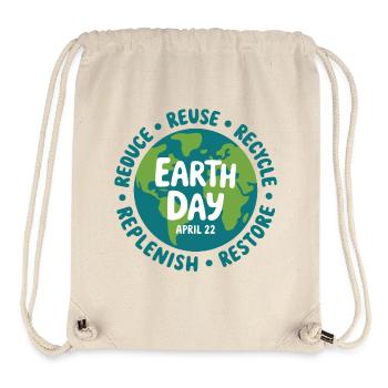 Emblème du Jour de la Terre : Réduire Réutiliser Recycler - Sac à cordon recyclé Stanley/Stella - blanc naturel - Devant