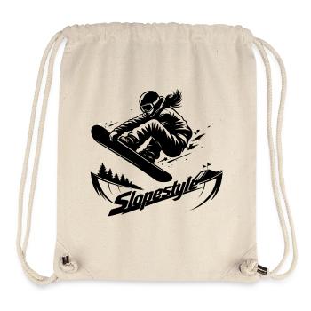 Slopestyle Snowboard Action in den Bergen - Stanley/Stella recycelter Gym Bag - Naturweiß - Vorne