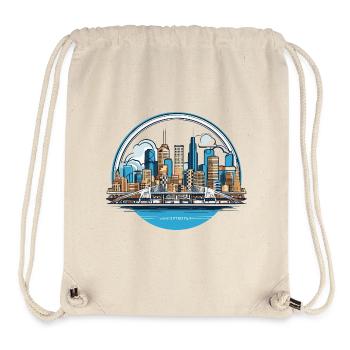 City skyline and bridge in a circle - Stanley/Stella Recycled Gym Bag - natural - Front