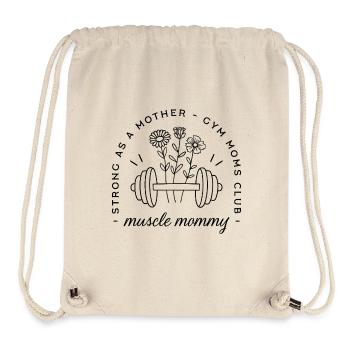 Maman de la salle de sport, maman musclée, maman en forme drôle - Sac à cordon recyclé Stanley/Stella - blanc naturel - Devant