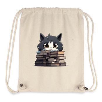 Kätzchen über Bücherstapel - Stanley/Stella recycelter Gym Bag - Naturweiß - Vorne