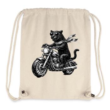 Schwarzer Panther auf Motorrad mit Sonnenbrille - Stanley/Stella Recycled Gym Bag - natural - Front