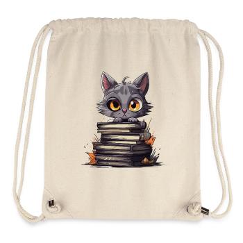 Kätzchen über Bücherstapel - Stanley/Stella recycelter Gym Bag - Naturweiß - Vorne