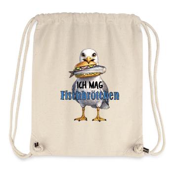 Möwe mit Fischbrötchen Illustration - Stanley/Stella recycelter Gym Bag - Naturweiß - Vorne