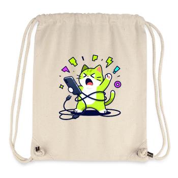 Overwhelmed funny geek chat with phone - Stanley/Stella Recycled Gym Bag - natural - Front