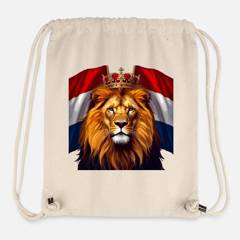 Lion couronne sur drapeau néerlandais - Sac à cordon recyclé Stanley/Stella - blanc naturel