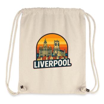 Vintage Liverpool Skyline Retro-Sonnenuntergangsdesign - Stanley/Stella recycelter Gym Bag - Naturweiß - Vorne