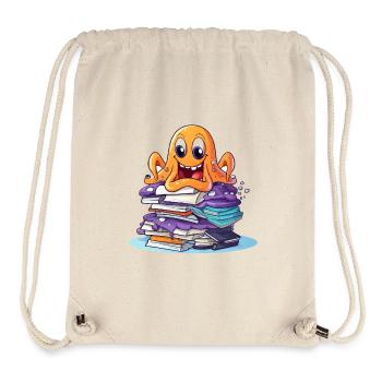 Lernoctopus mit Bücherstapel - Stanley/Stella recycelter Gym Bag - Naturweiß - Vorne