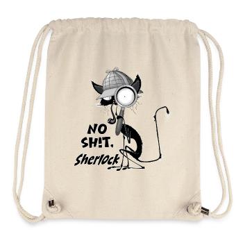 « Sans blague, Sherlock » Mème humoristique du chat noir - Sac à cordon recyclé Stanley/Stella - blanc naturel - Devant