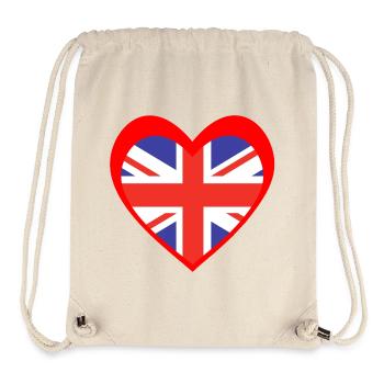 United Kingdom Heart – Love for the UK - Sac à cordon recyclé Stanley/Stella - blanc naturel - Devant