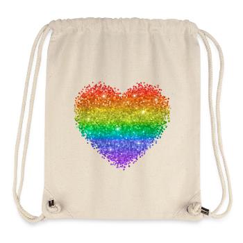 Regenbogenherz Glitzerpunkte - Stanley/Stella recycelter Gym Bag - Naturweiß - Vorne