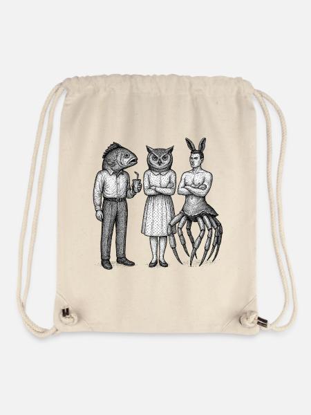 Anthro Trio: Fish Owl Bunny - Stanley/Stella Recycled Gym Bag - natural