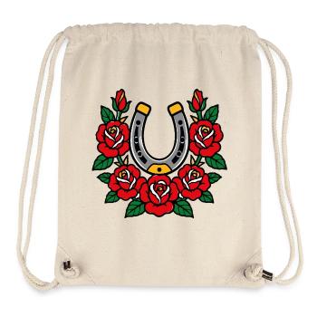 Hufeisen-und-Rosen-Tattoo-Stil - Stanley/Stella recycelter Gym Bag - Naturweiß - Vorne