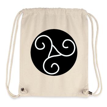 Triskel blanc sur fonds noir - Sac à cordon recyclé Stanley/Stella - blanc naturel - Devant