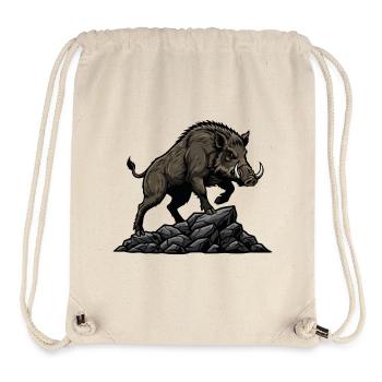 Sanglier Sauvage Boar Chasse Foret - Sac à cordon recyclé Stanley/Stella - blanc naturel - Devant