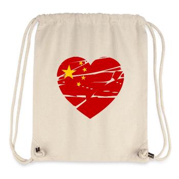 China Flag Heart - Stanley/Stella Recycled Gym Bag - natural - Front