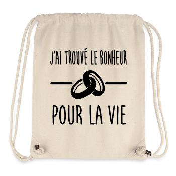 Mariage Romantique - J'ai trouvé le bonheur  - Sac à cordon recyclé Stanley/Stella - blanc naturel - Devant