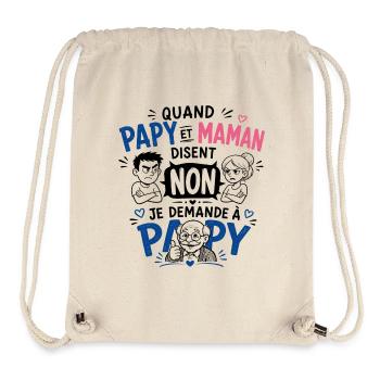 Je demande à Papy ! - Sac à cordon recyclé Stanley/Stella - blanc naturel - Devant