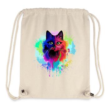 Katzen-Psychedelische Trip-Farbflecken - Stanley/Stella recycelter Gym Bag - Naturweiß - Vorne