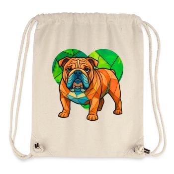 Cubist English Bulldog Heart Geometric Pet Art - Stanley/Stella Recycled Gym Bag - natural - Front