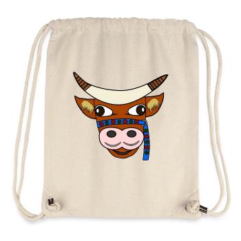 Taureau fleur avec bandeau - Sac à cordon recyclé Stanley/Stella - blanc naturel - Devant