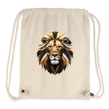 Tête de lion géométrique dans les tons dorés - Sac à cordon recyclé Stanley/Stella - blanc naturel - Devant