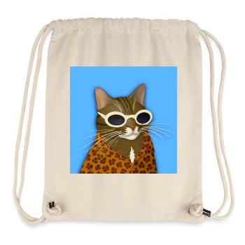 Tabby Cat in Leopard Print - Stanley/Stella Recycled Gym Bag - natural - Front