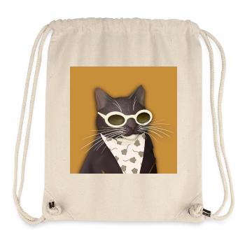 Cat in Leather Jacket and Sunglasses - Stanley/Stella Recycled Gym Bag - natural - Front