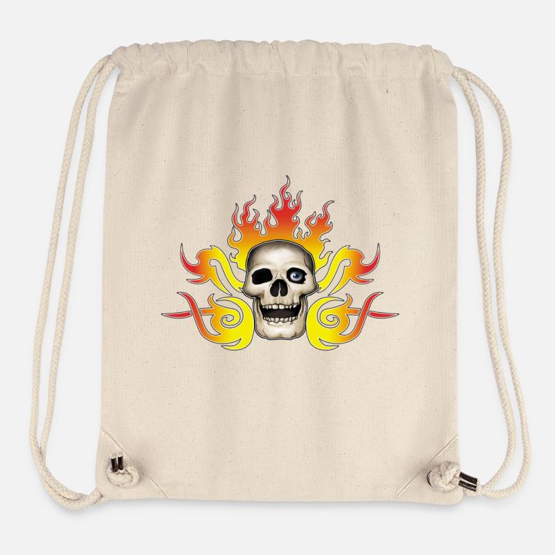 Crâne et flammes tribals - Sac à cordon recyclé Stanley/Stella - blanc naturel