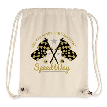 Cadeau de but de départ de drapeaux de course automobile - Sac à cordon recyclé Stanley/Stella - blanc naturel - Devant