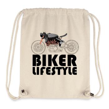 Biker Lifestyle Symbol Motorcycle Illustration Logo - Stanley/Stella Recycled Gym Bag - natural - Front