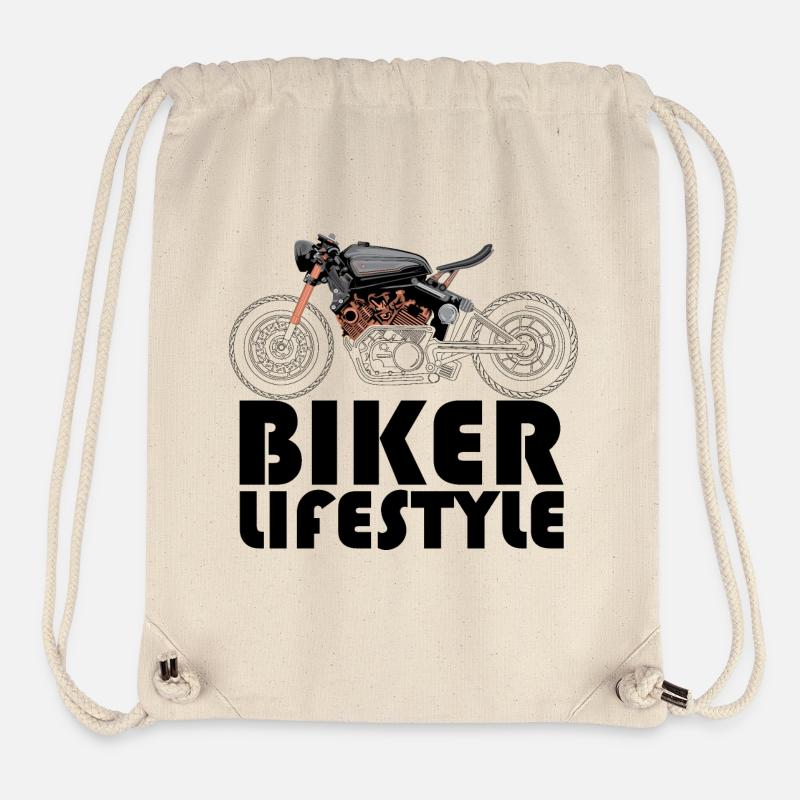 Biker Lifestyle Symbol Motorrad Illustration Logo - Stanley/Stella recycelter Gym Bag - Naturweiß